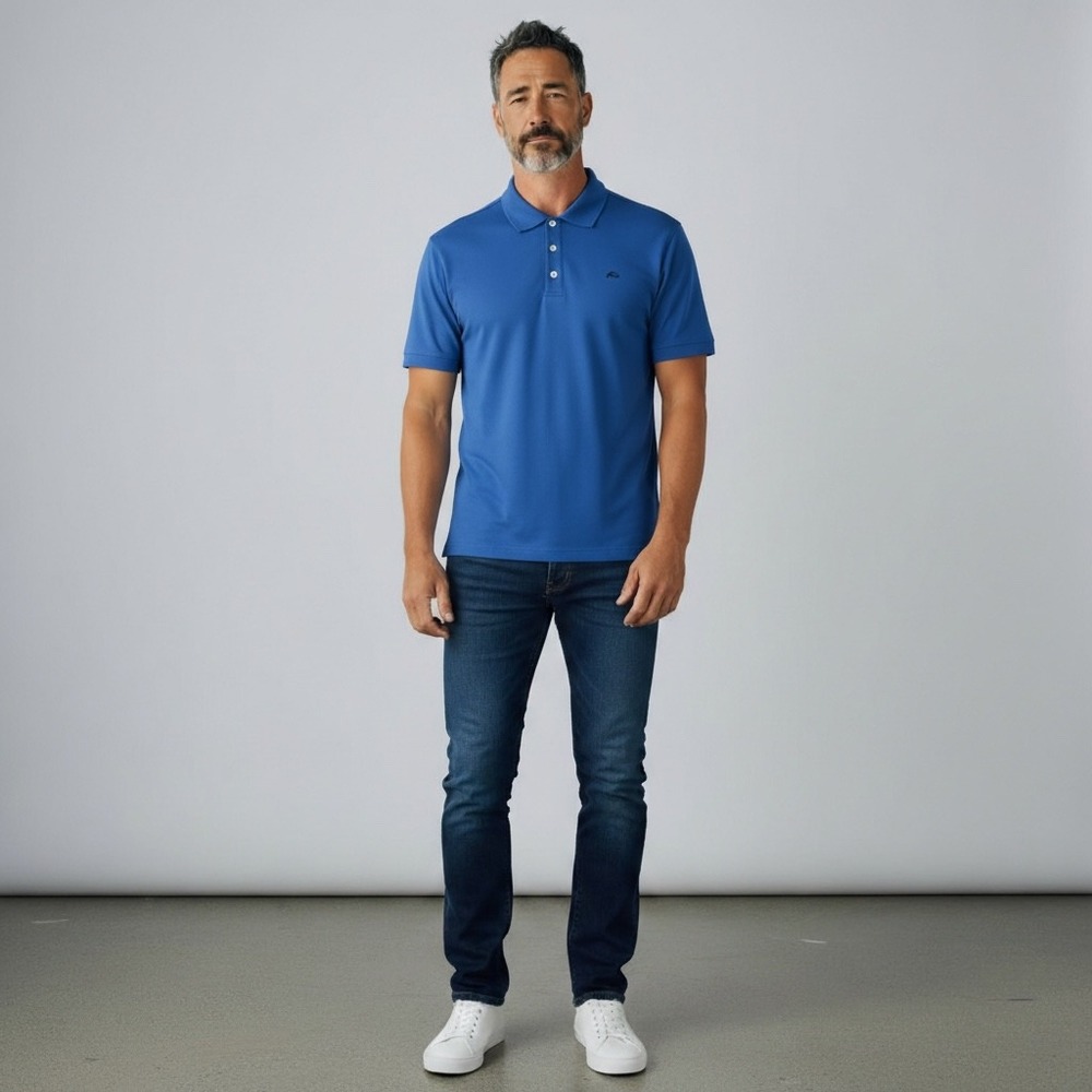 SIMMS Men's Blue Short Sleeve Polo Shirt Fishing Outdoor‎ Golf Casual Size 2XL